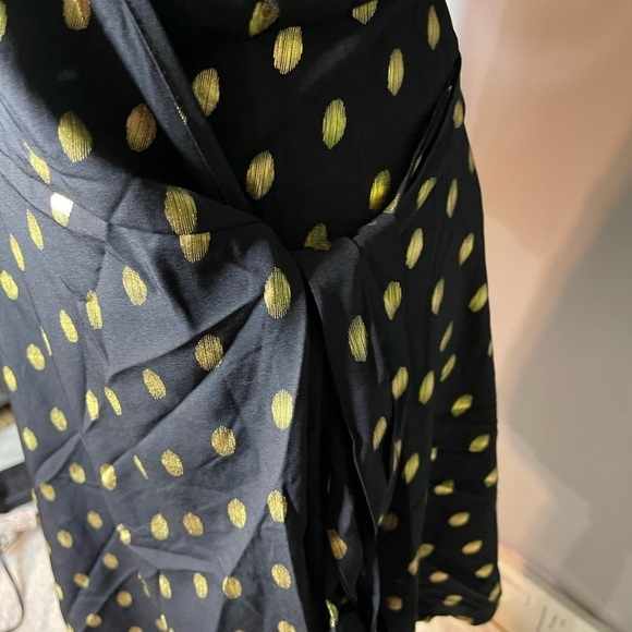 Black & Gold Polka Dot Wrap Dress 1X – Long Sleeve Party Dress Red Dot Boutique - Picture 7 of 13